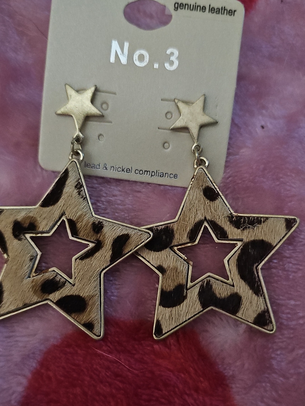 Leopard Star Drop Earrings - Gold and Brown